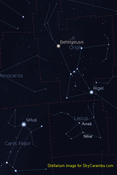 Lepus is south of Orion