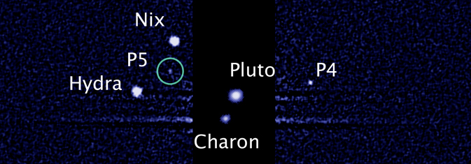 NASA graphic showing Pluto and its moons