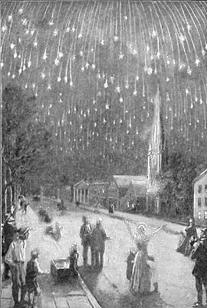 Leonid meteor shower 1833 depiction