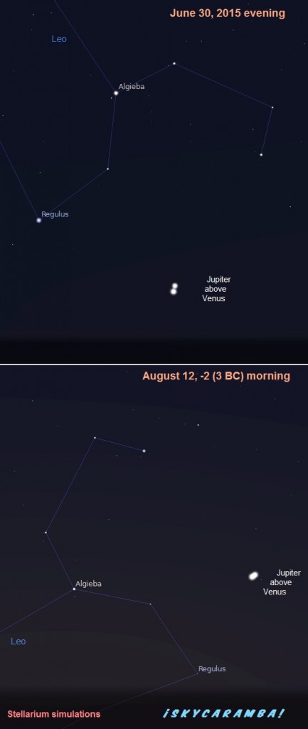 Venus and Jupiter AD 2015 and 3 BC