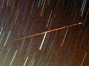 Perseid Meteor with star trails