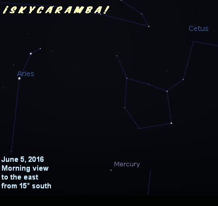 Mercury June 5, 2016 15 degrees south