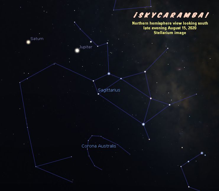 Saturn and Jupiter next to Sagittarius in August 2020