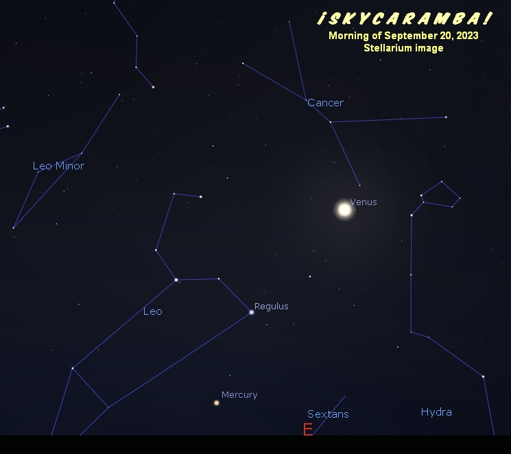 Venus and Mercury on the morning of September 20, 2023