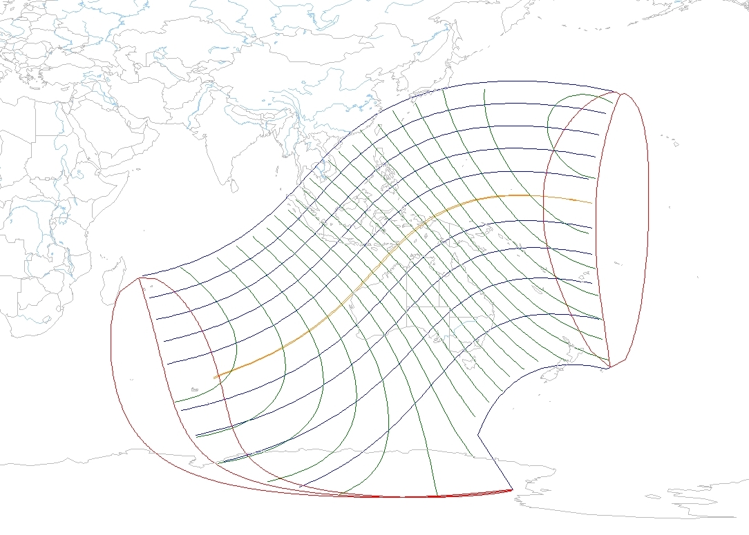 Visibility map for the hybrid annular-total-annular solar eclipse of April 20, 2023