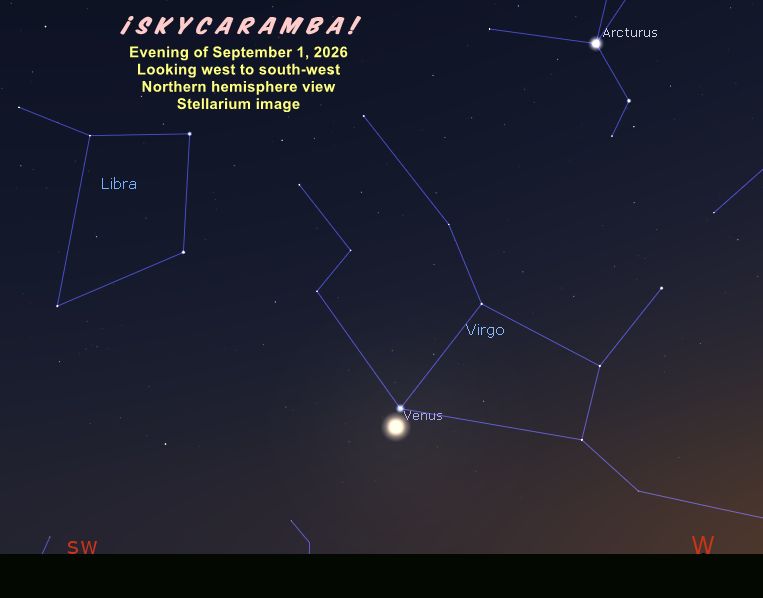 Simulated view of Venus in the evening, September 1, 2026, made with Stellarium